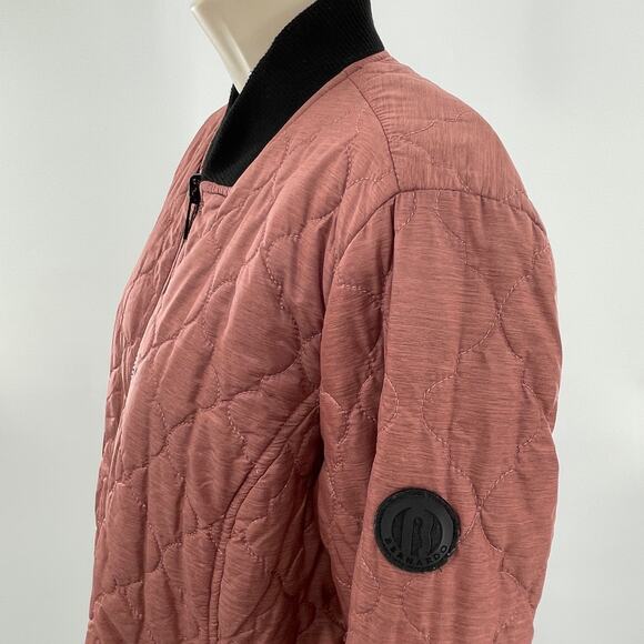 Bernardo Pink Quilted Reversible Floral Lined Zip Front Casual Bomber Jacket L - Picture 9 of 13